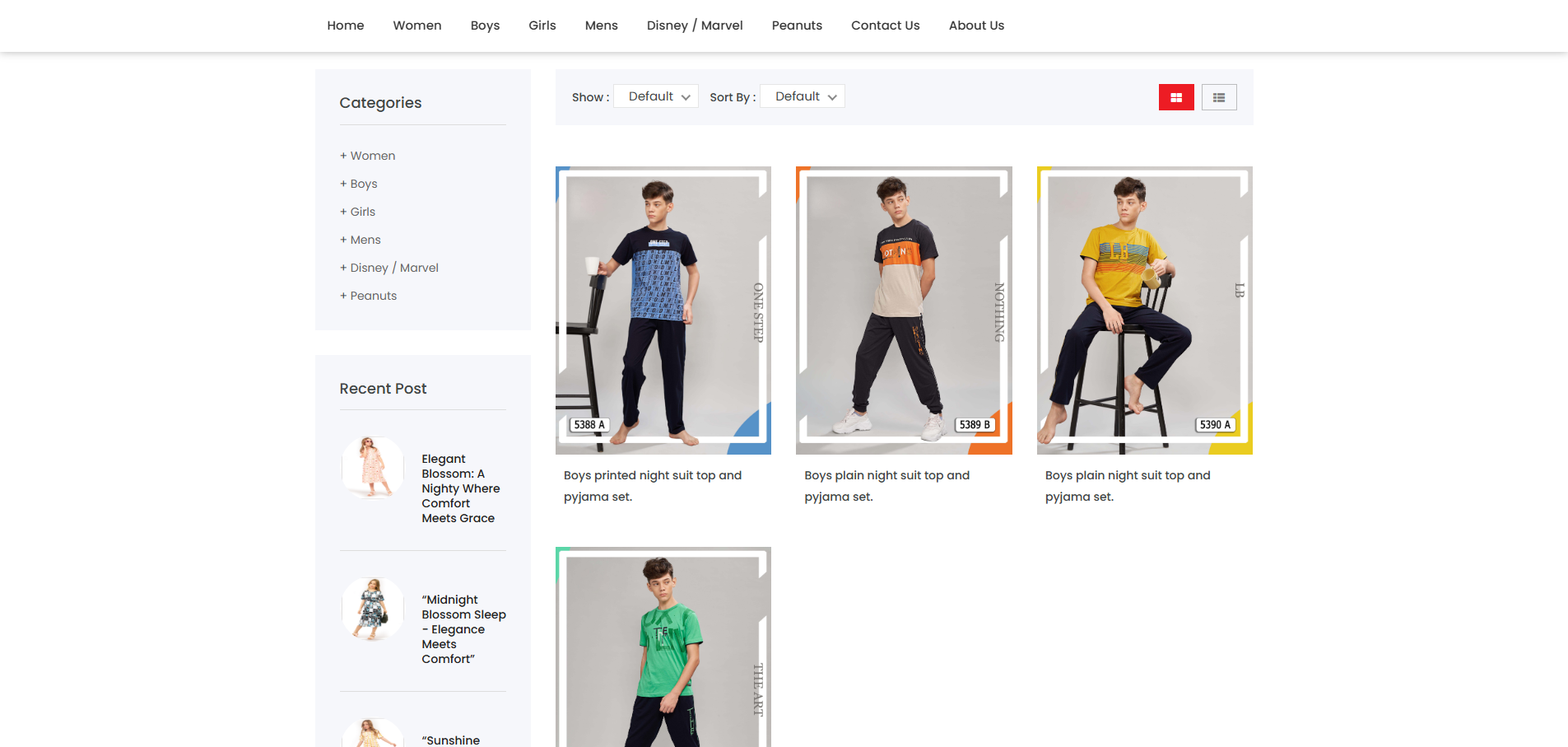 Sweet Night — Product Grid